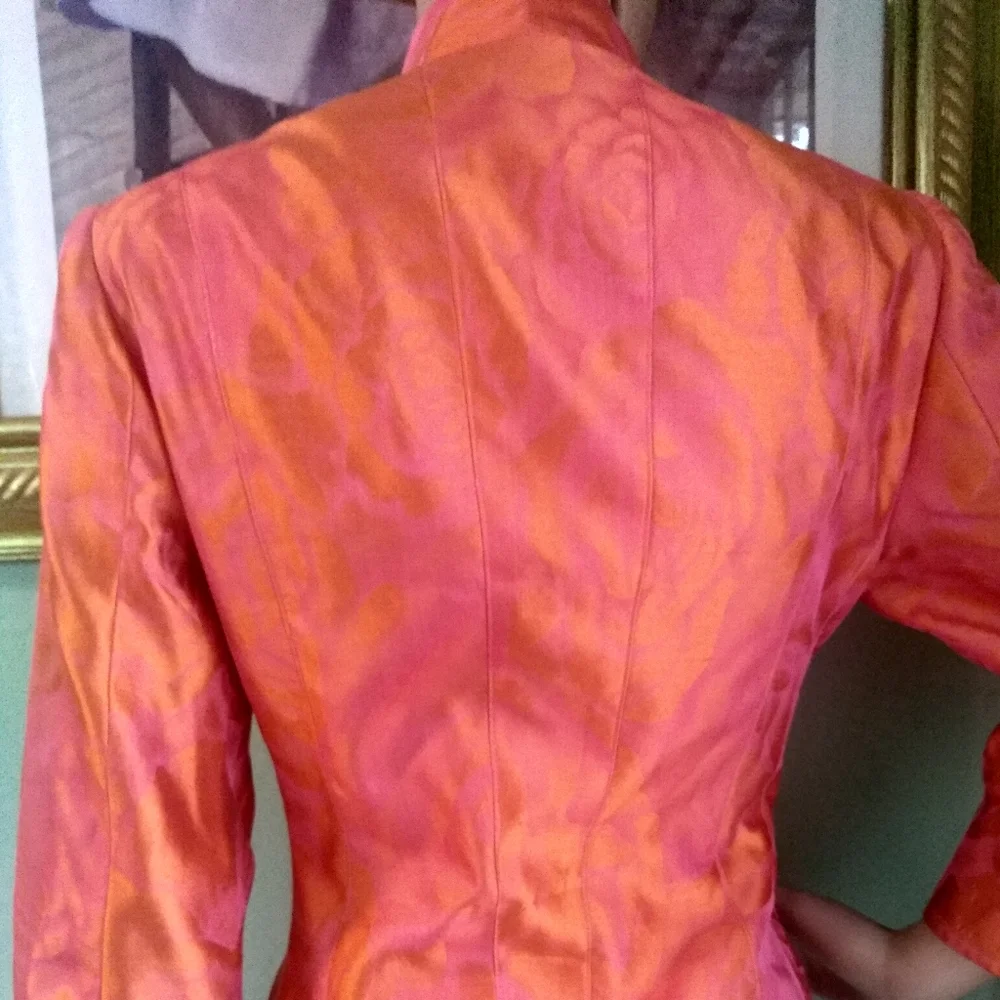 SALE 60% OFF!!!CARLISLE 6 -8 JACQUARD SILK TAILORED FITTED SKIRT SUIT - Picture 6 of 8